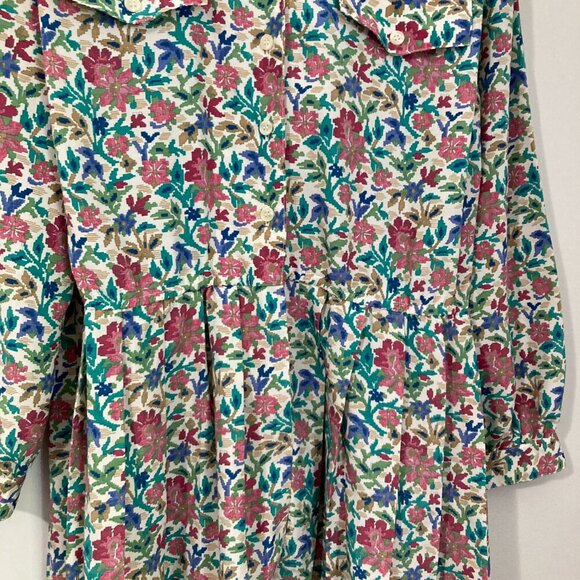 Charter Petite Womens Vintage Size 6 Long Sleeve Floral Dress Collar Polyester - Picture 8 of 13